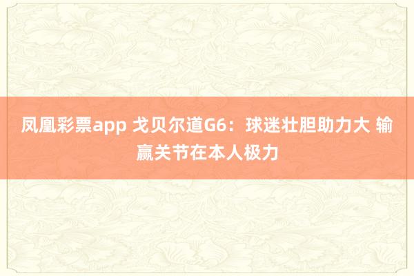 凤凰彩票app 戈贝尔道G6：球迷壮胆助力大 输赢关节在本人极力
