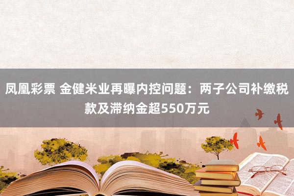 凤凰彩票 金健米业再曝内控问题：两子公司补缴税款及滞纳金超550万元