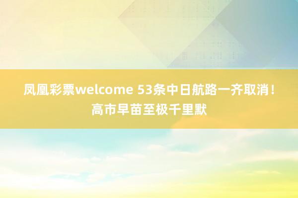凤凰彩票welcome 53条中日航路一齐取消！高市早苗至极千里默