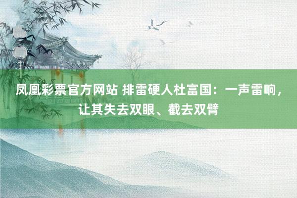 凤凰彩票官方网站 排雷硬人杜富国：一声雷响，让其失去双眼、截去双臂