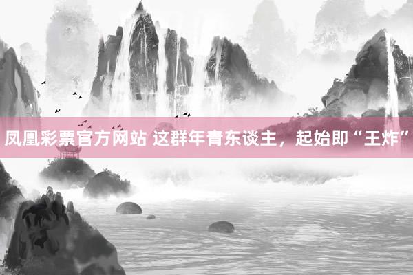 凤凰彩票官方网站 这群年青东谈主，起始即“王炸”