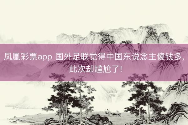 凤凰彩票app 国外足联觉得中国东说念主傻钱多， 此次却尴尬了!
