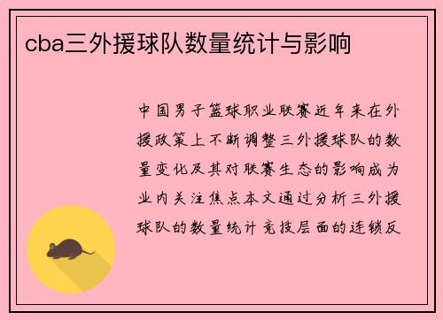 cba三外援球队数量统计与影响